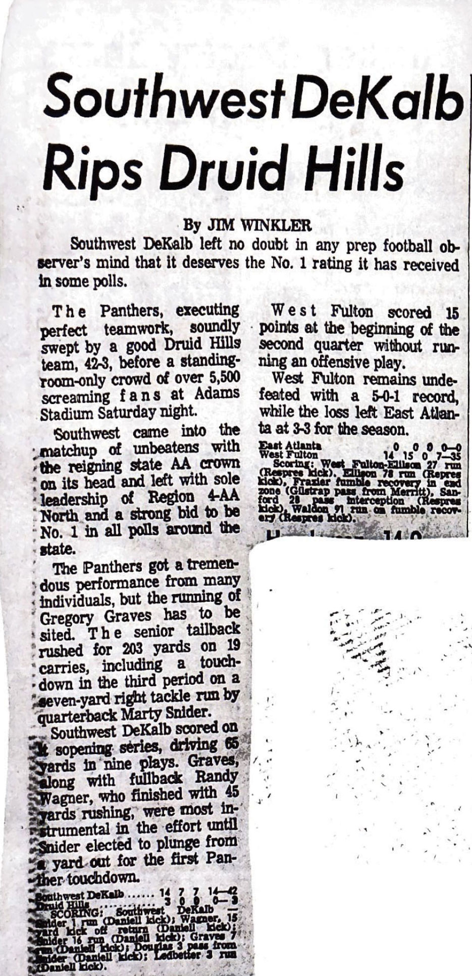 Southwest Dekalb Rips Druid Hills Article