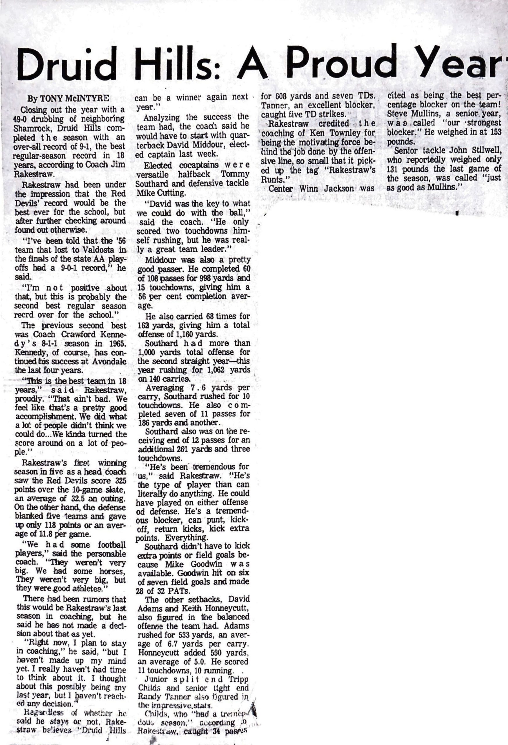 Druid Hill A Proud Year Article