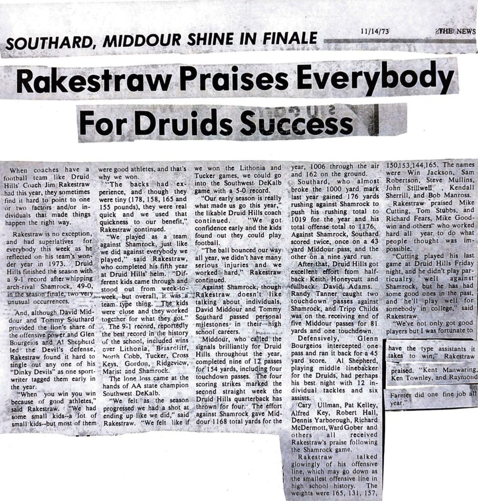 Rakestraw Praises Everybody For Druids Success