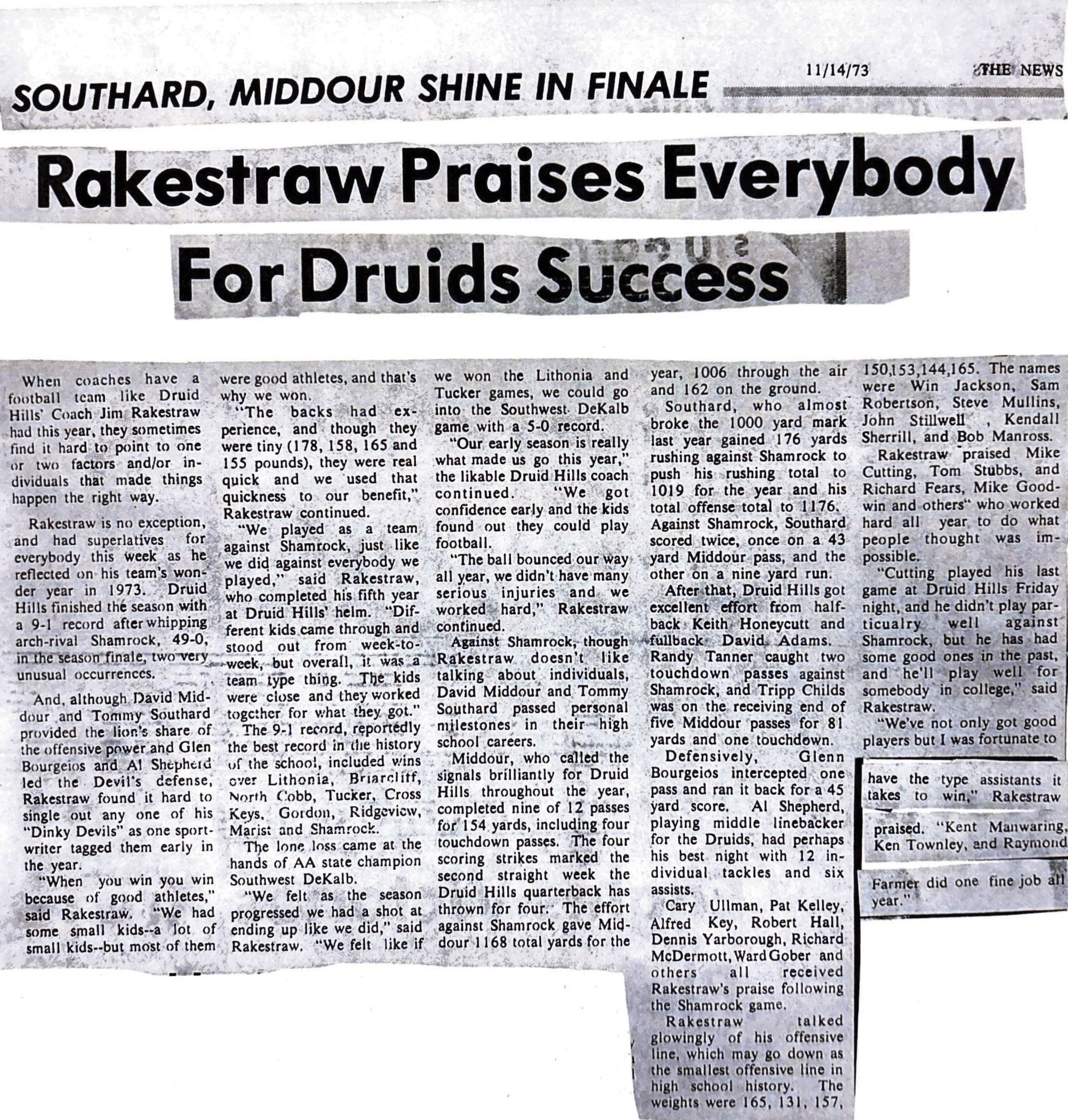 Rakestraw Praises Everybody For Druids Success