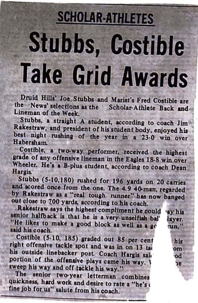 Stubbs, Costible Take Grid Awards Article